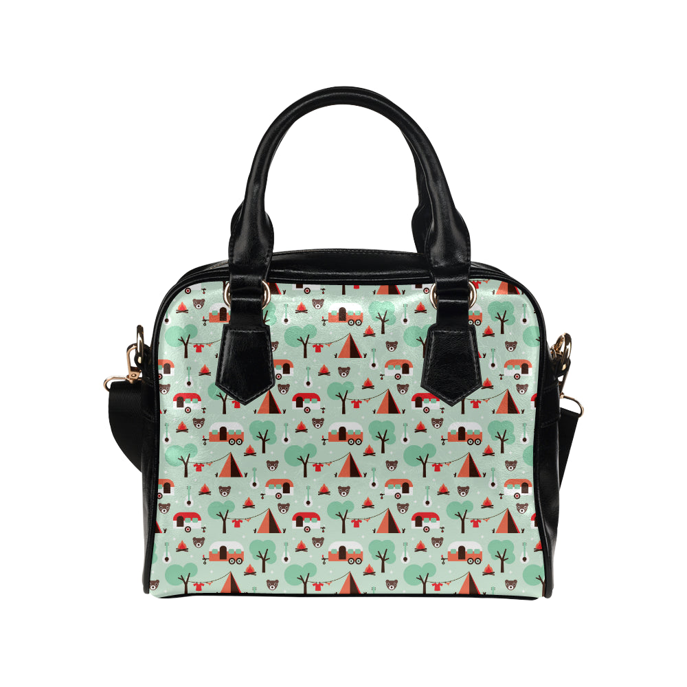 Camper Tent Pattern Print Design 01 Shoulder Handbag