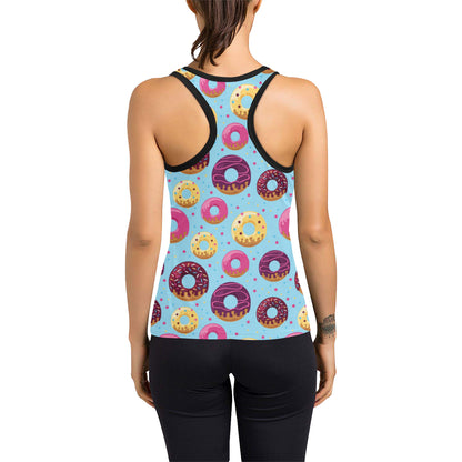 Donut Pattern Print Design DN07 Women's Racerback Tank Top