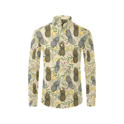 Pineapple Pattern Print Design PP012 Men's Long Sleeve Shirt
