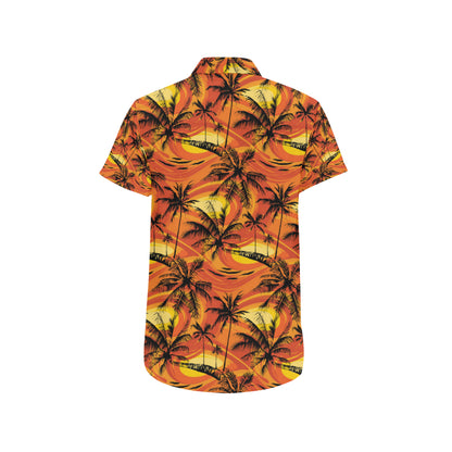 Palm Tree Pattern Print Design A02 Men's Short Sleeve Button Up Shirt