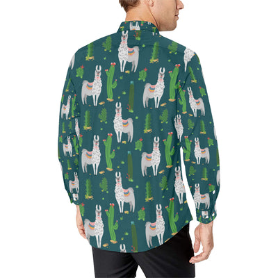 Llama Cactus Pattern Print Design 013 Men's Long Sleeve Shirt