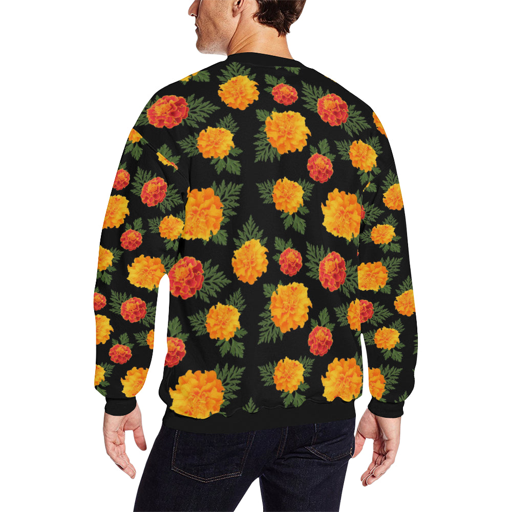 Marigold Pattern Print Design MR05 Men Long Sleeve Sweatshirt