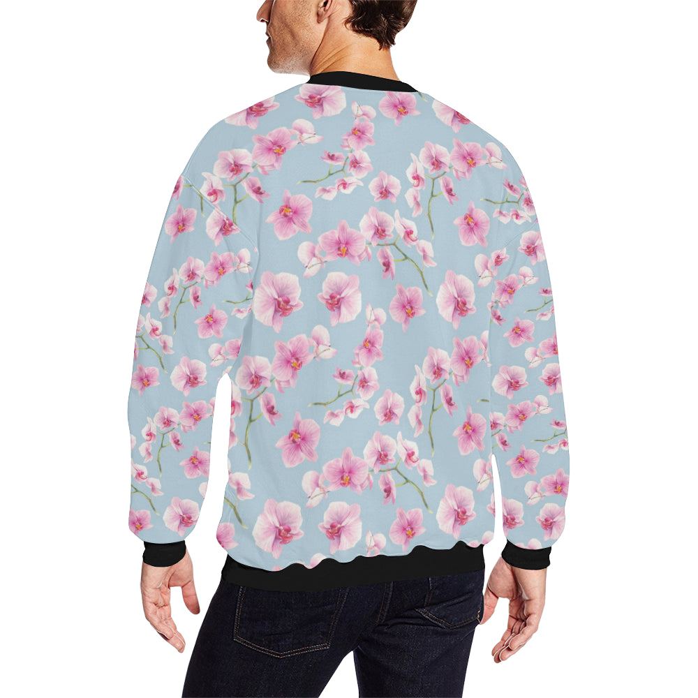 Orchid Pink Pattern Print Design OR01 Men Long Sleeve Sweatshirt