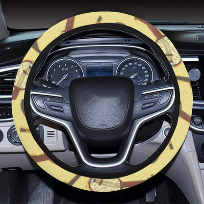 Banjo Violin Pattern Print Design 01 Steering Wheel Cover with Elastic Edge