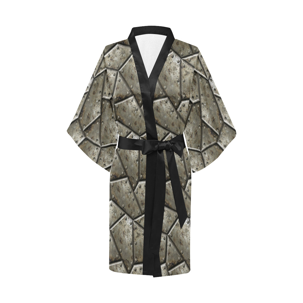 Armor Pattern Print Design 01 Women's Short Kimono