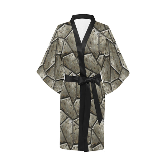 Armor Pattern Print Design 01 Women's Short Kimono