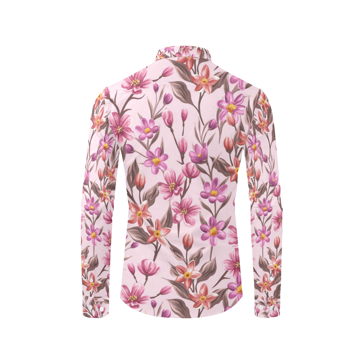 Summer Floral Pattern Print Design SF09 Men's Long Sleeve Shirt