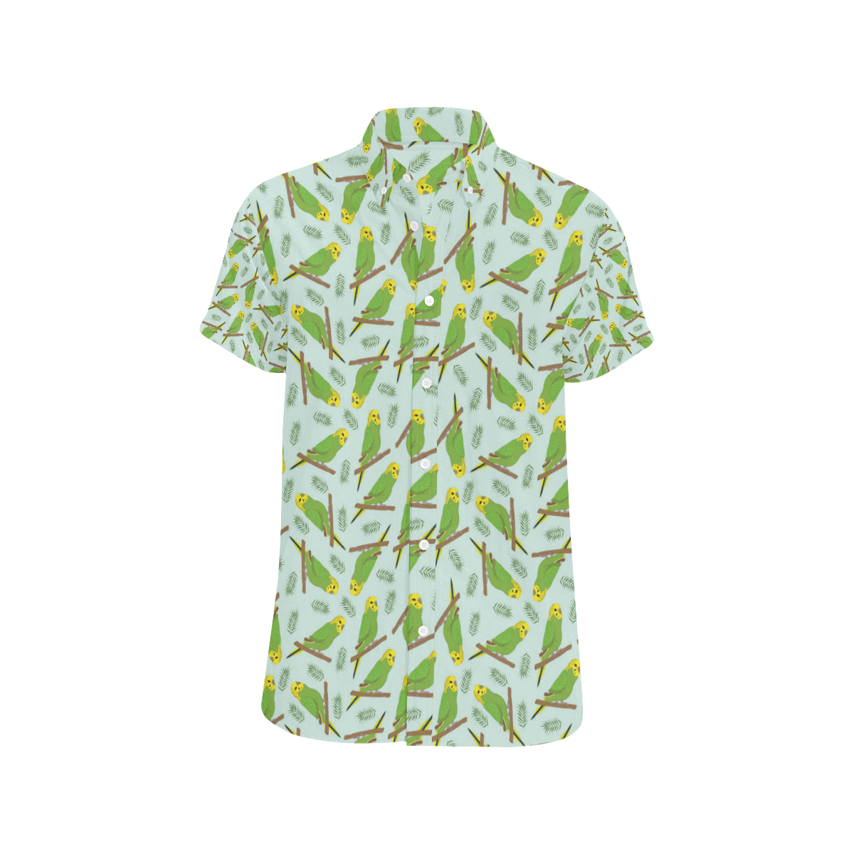Budgerigar Pattern Print Design 04 Men's Short Sleeve Button Up Shirt