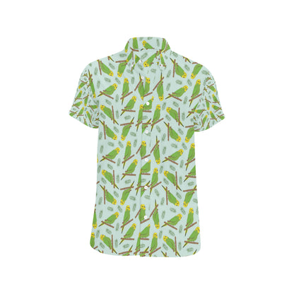 Budgerigar Pattern Print Design 04 Men's Short Sleeve Button Up Shirt