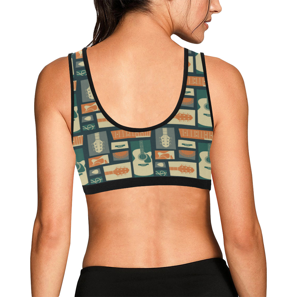 Acoustic Guitar Pattern Print Design 02 Sports Bra