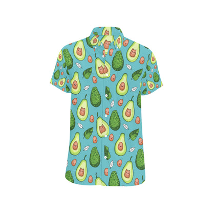 Avocado Pattern Print Design AC05 Men's Short Sleeve Button Up Shirt