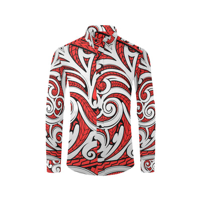 Maori Polynesian Themed Design Print Men's Long Sleeve Shirt