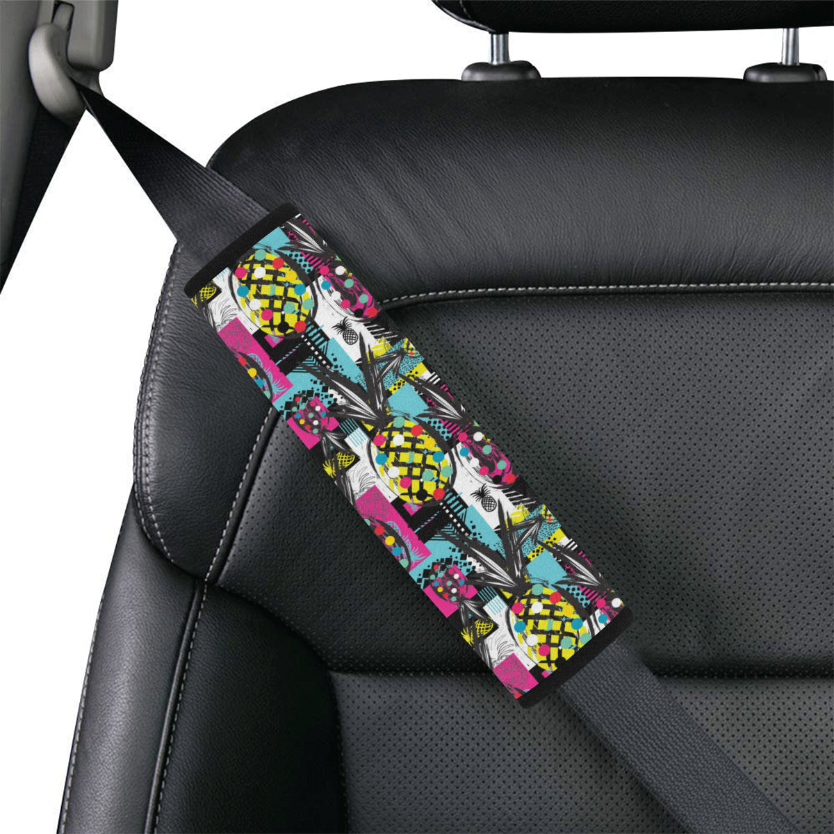 Pop Art Pineapple Pattern Print Design A02 Car Seat Belt Cover