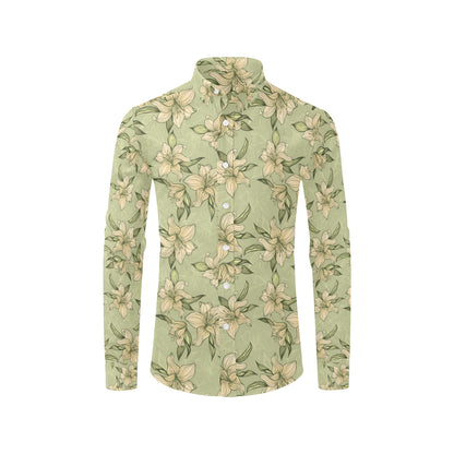 Lily Pattern Print Design LY06 Men's Long Sleeve Shirt