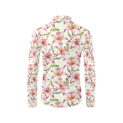 Lily Pattern Print Design LY011 Men's Long Sleeve Shirt