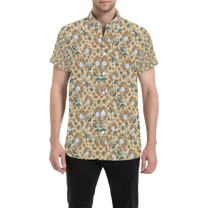 Camera Pattern Print Design 05 Men's Short Sleeve Button Up Shirt