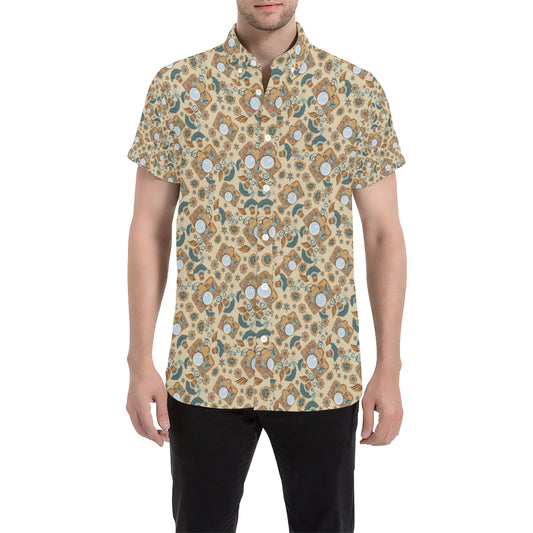 Camera Pattern Print Design 05 Men's Short Sleeve Button Up Shirt