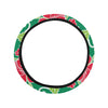 Red Hibiscus Pattern Print Design HB019 Steering Wheel Cover with Elastic Edge