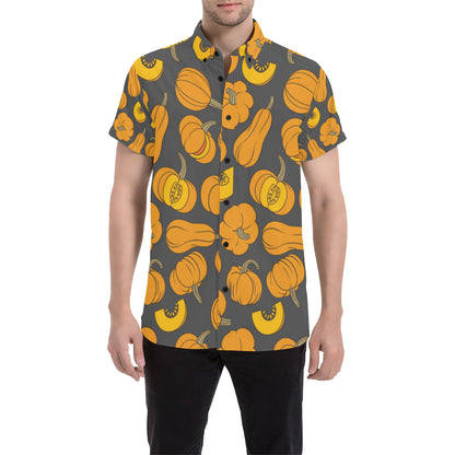 Pumpkin Pattern Print Design A03 Men's Short Sleeve Button Up Shirt