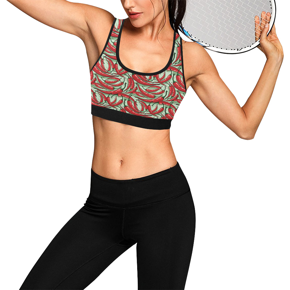 Chilli Pepper Pattern Print Design 04 Sports Bra