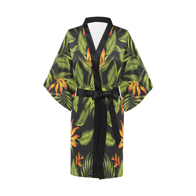 Bird Of Paradise Pattern Print Design BOP013 Women's Short Kimono