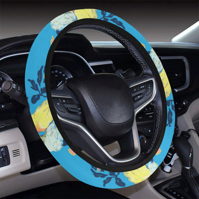 Lovebird Pattern Print Design 03 Steering Wheel Cover with Elastic Edge