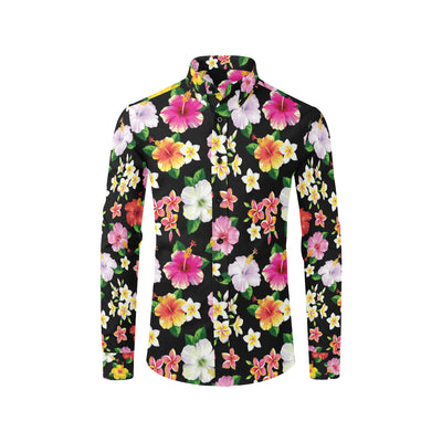 Hibiscus Pattern Print Design HB025 Men's Long Sleeve Shirt