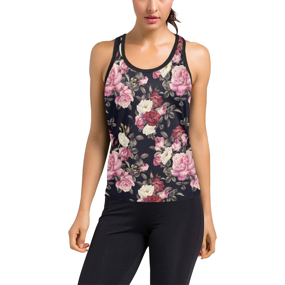 Rose Pattern Women's Racerback Tank Top