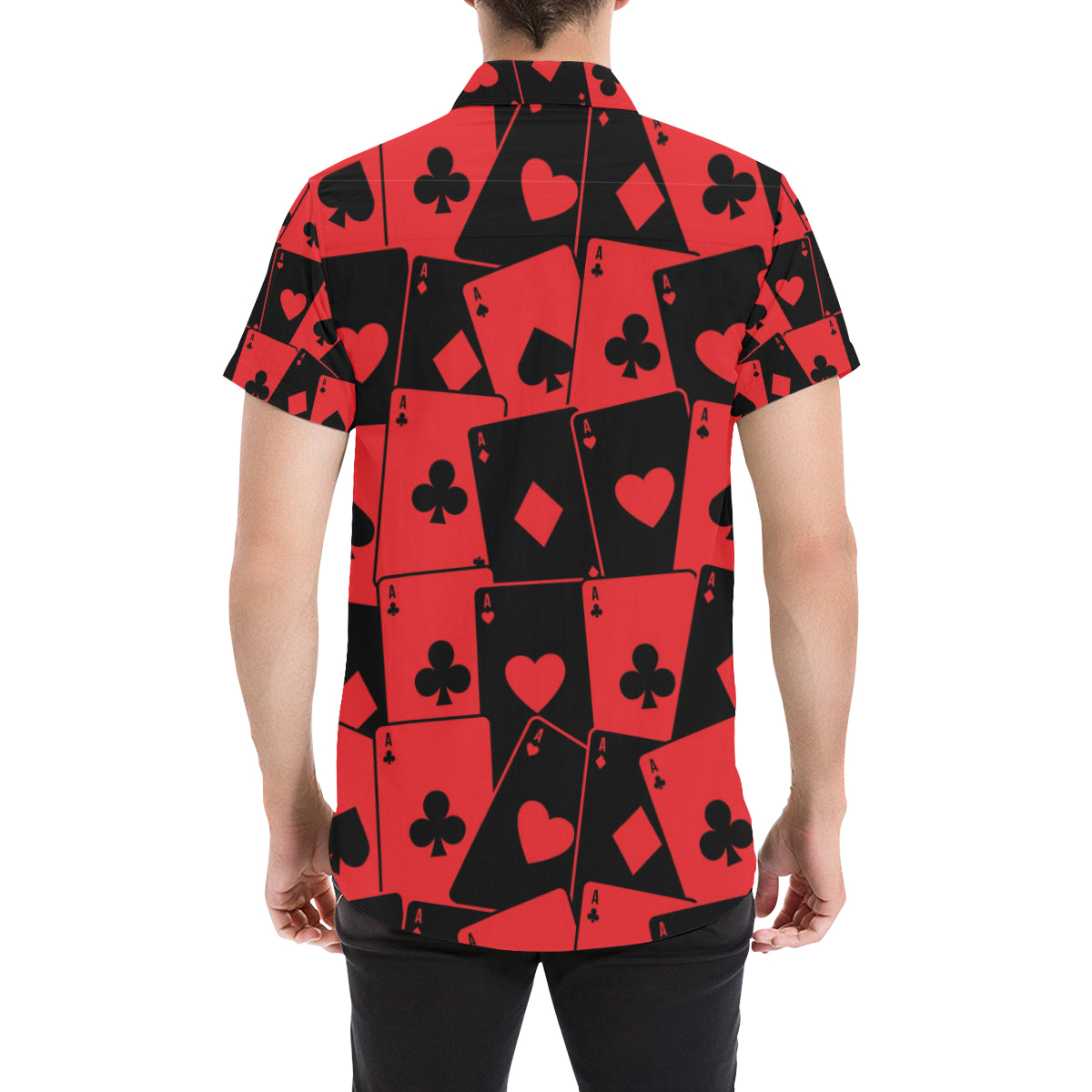 Poker Cards Pattern Print Design A01 Men's Short Sleeve Button Up Shirt