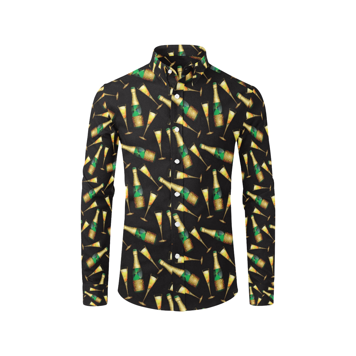 Champagne Pattern Print Design 02 Men's Long Sleeve Shirt