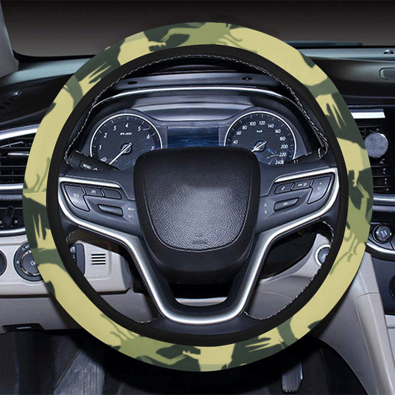 Camouflage Dinosaur Pattern Print Design 03 Steering Wheel Cover with Elastic Edge