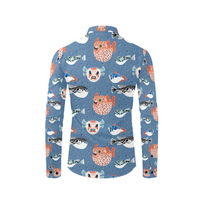 Fugu Pattern Print Design 02 Men's Long Sleeve Shirt