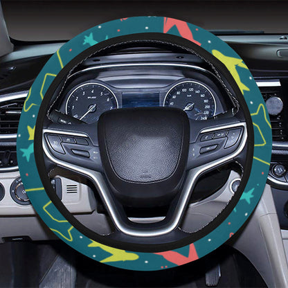 Airplane Pattern Print Design 05 Steering Wheel Cover with Elastic Edge