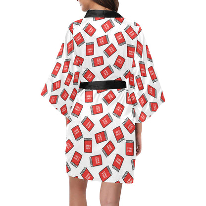 Bible Pattern Print Design 03 Women's Short Kimono