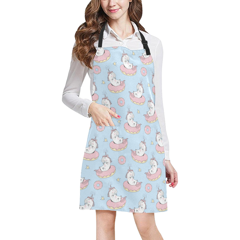 Donut Unicorn Pattern Print Design DN014 Apron with Pocket