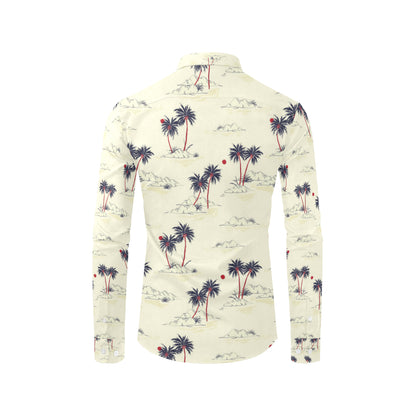 Palm Tree Pattern Print Design PT08 Men's Long Sleeve Shirt