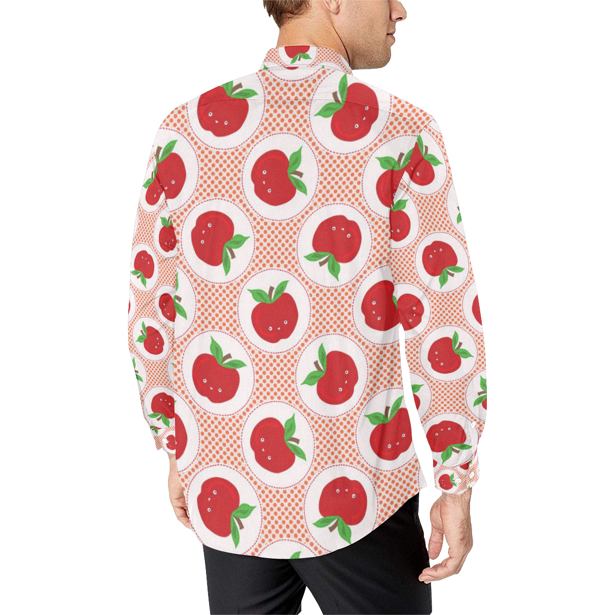 Apple Pattern Print Design AP08 Men's Long Sleeve Shirt