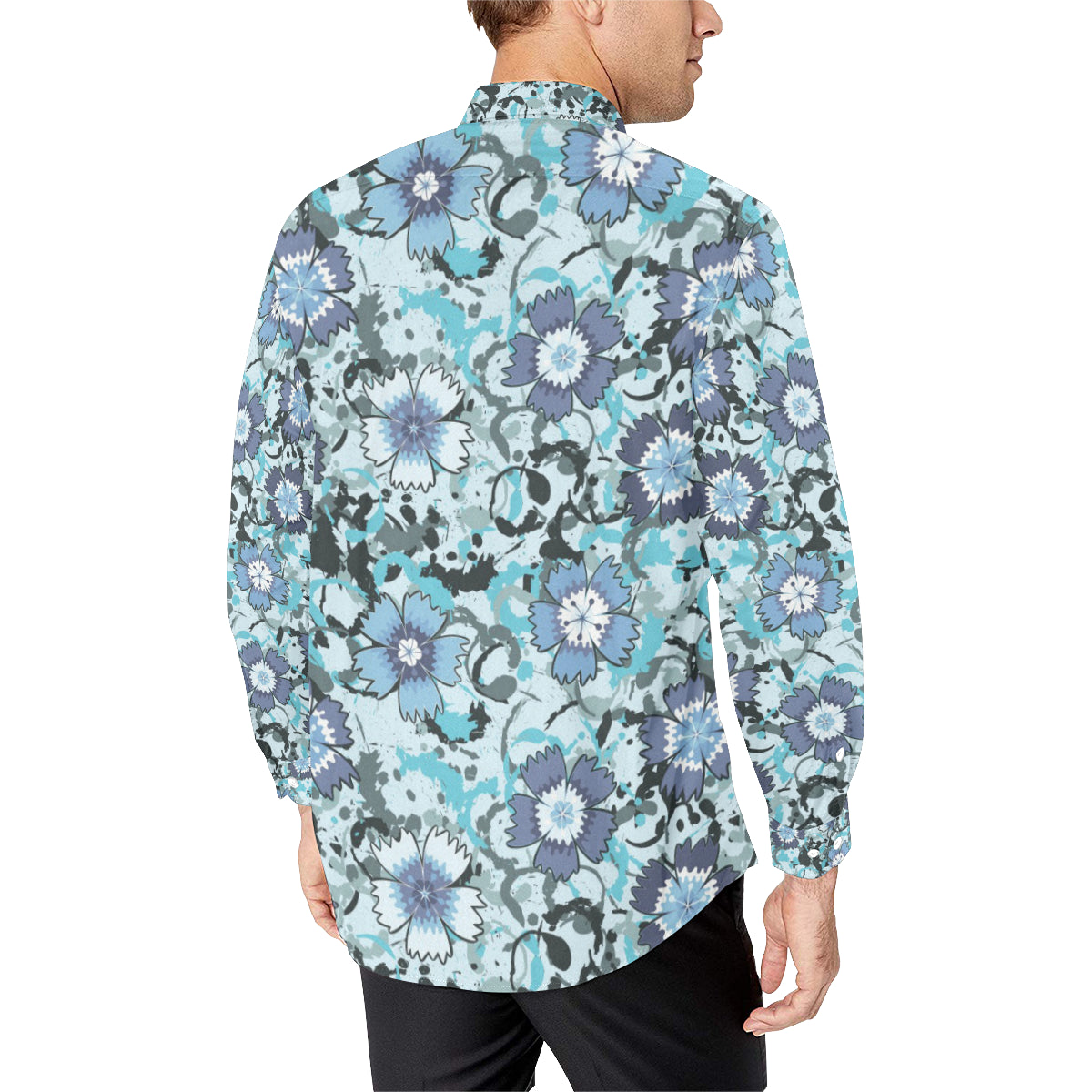 Carnations Pattern Print Design CN04 Men's Long Sleeve Shirt