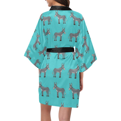 Donkey Pattern Print Design 01 Women's Short Kimono
