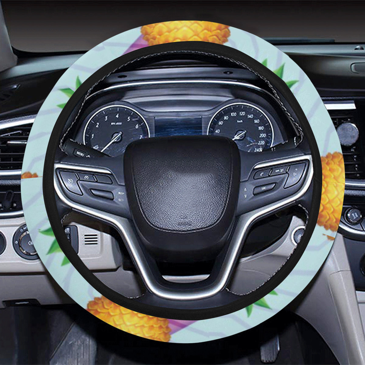 Pineapple Pattern Print Design PP05 Steering Wheel Cover with Elastic Edge