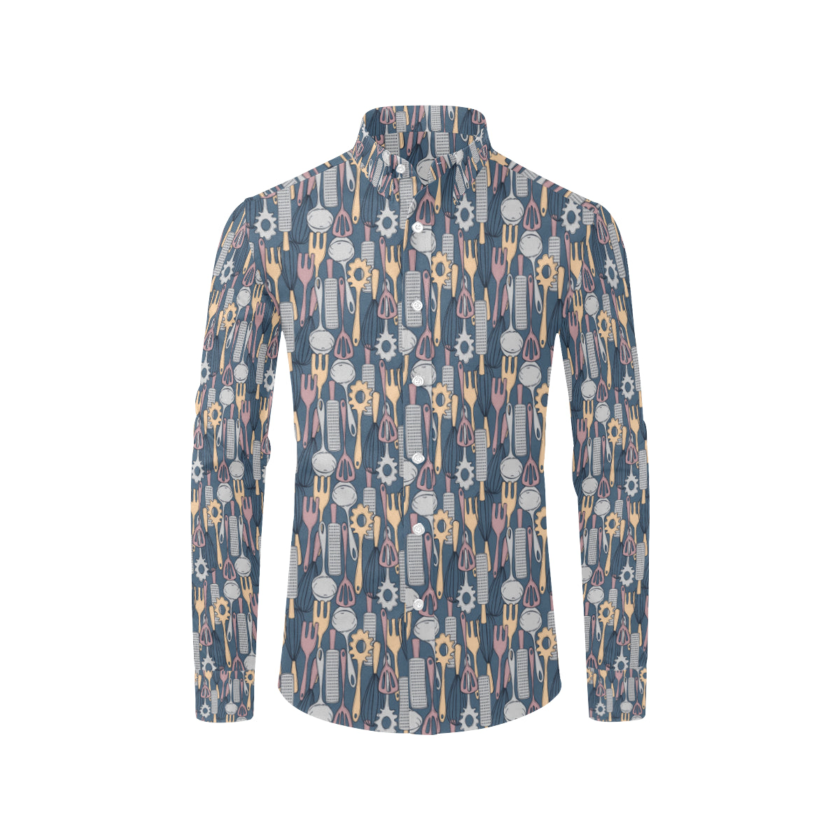 Cooking Kitchen Tools Pattern Print Design 05 Men's Long Sleeve Shirt
