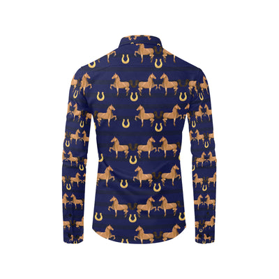 Horse Luxury Themed Pattern Print Men's Long Sleeve Shirt