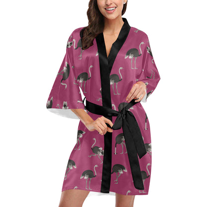 Emu Pattern Print Design 02 Women's Short Kimono