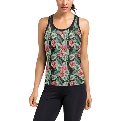 Dahlia Pattern Print Design DH06 Women's Racerback Tank Top