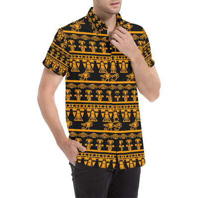 Eye of Horus Tribal Egypt Pattern Men's Short Sleeve Button Up Shirt