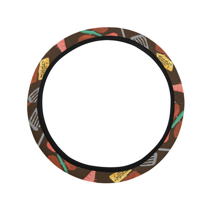 Barbecue Pattern Print Design 05 Steering Wheel Cover with Elastic Edge