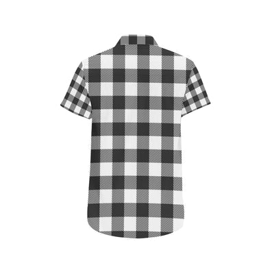 Buffalo check Black white Pattern Print Design 04 Men's Short Sleeve Button Up Shirt