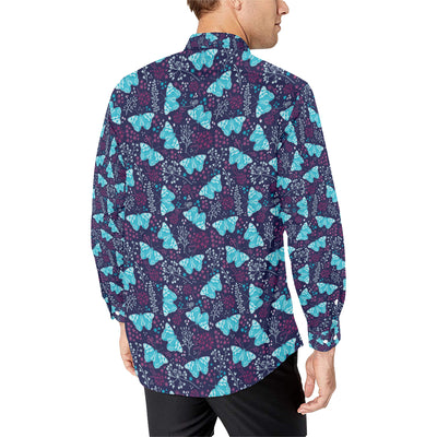 Butterfly Pattern Print Design 011 Men's Long Sleeve Shirt