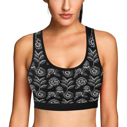 Camellia Pattern Print Design 02 Sports Bra