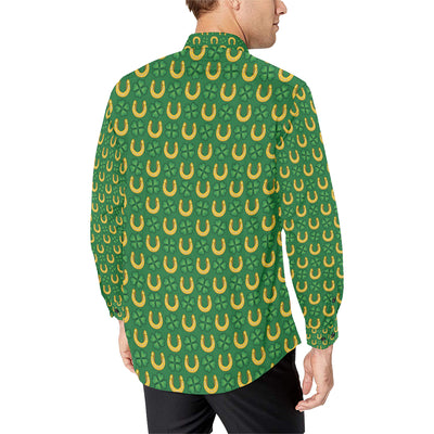 Shamrock Horseshoes Print Pattern Men's Long Sleeve Shirt